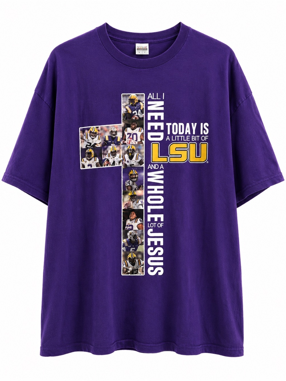 Delta Pro Weight Purple LSU Jesus Cross Graphic Tee 3XL